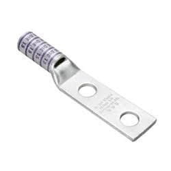 10-units min. Burndy  Two-hole Long Barrel Lug 1/0 Awg Wire 1/2 Inch Stud Hole 1.75 Inch Hole Spacing - YAZ252N