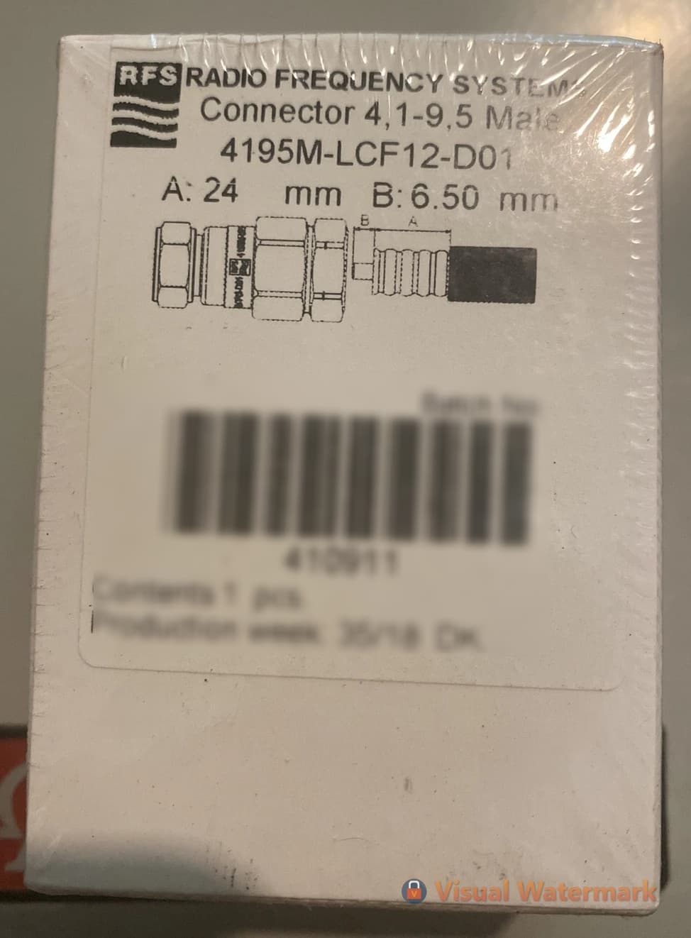 4-units min. Radio Frequency Systems  Coax, Connector 4.1/9.5 Mini Din - 4195M-LCF12-D01