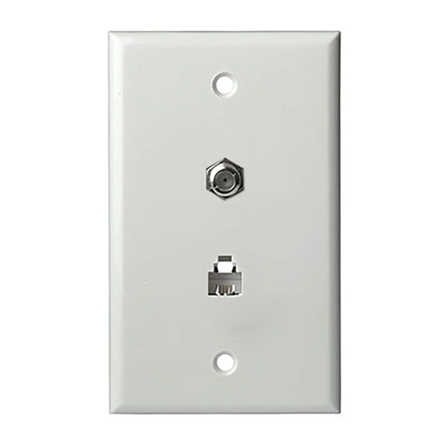 81-units min. Structured Cable Products, Inc.  Midsize Tv + Telephone Combo Wall Plate - White - 1 Ea/10pc Pack - 240-WT-MID