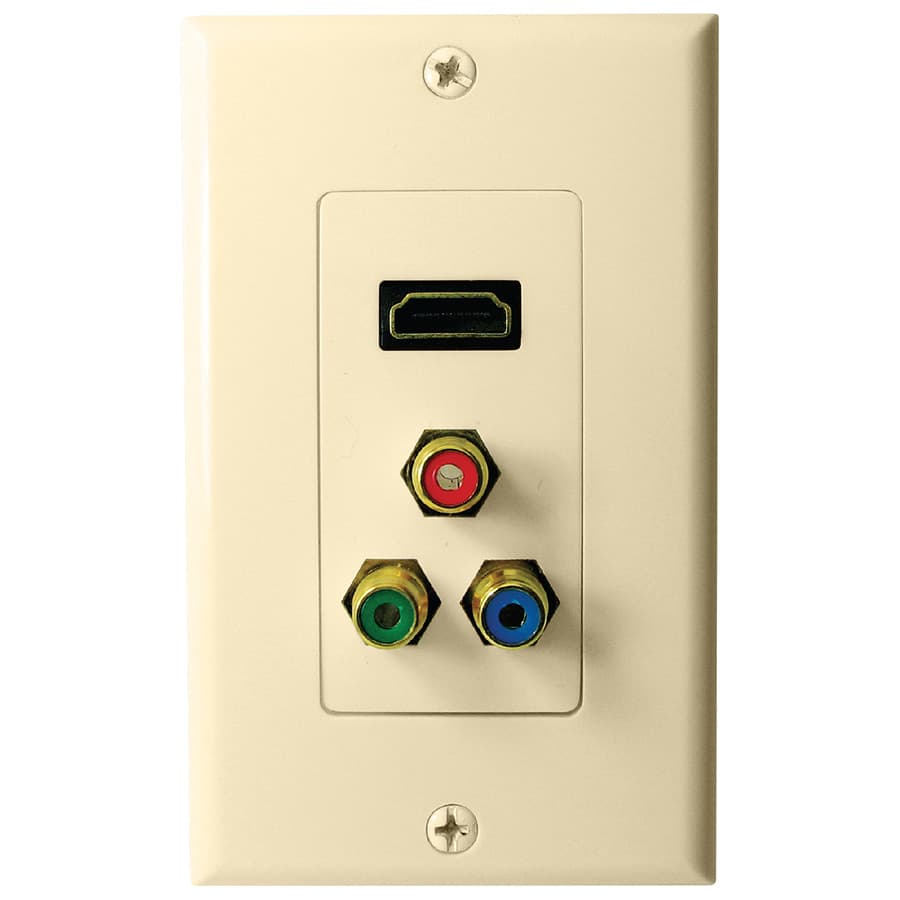 6-units min. Structured Cable Products, Inc.  Hdmi Port Female + 3x Rca (rd,gn,bl) - Decorator Style Wall Plate & Insert, Ul - Ivory - 1ea/per Pack - 126-IV