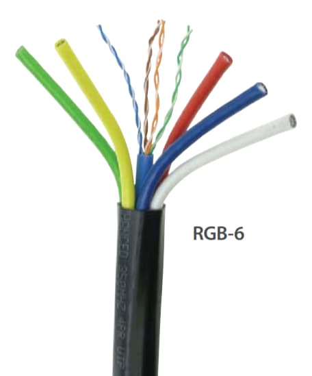 Structured Cable Products, Inc. RGB-6 - Mini Rg59/u Coax Enhanced 3 Ghz- Component Hdtv Video-  5 C / 25 Awg Solid Bc 95% Tc Braid 75 Ohm  + 1x Cat5e Enhanced 350 Mhz 4pr 24 Awg Utp, Pvc Jkt- Black - 250 Ft Spool