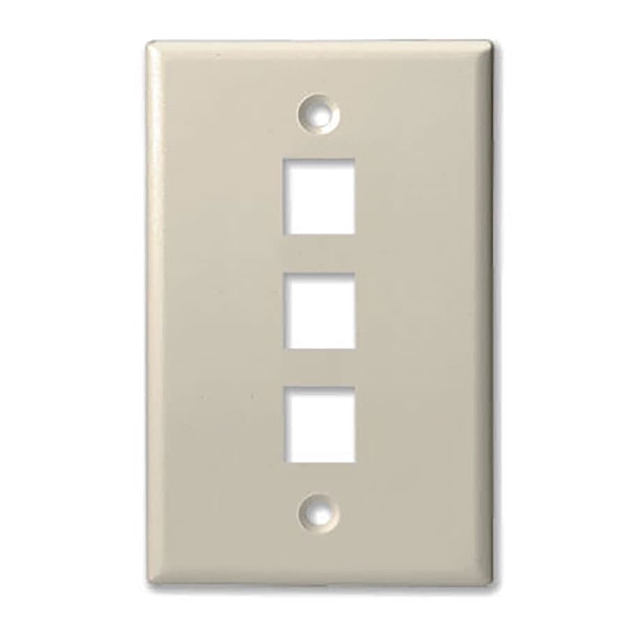 125-units min. Structured Cable Products, Inc.  3 Port- Mid-size- Keystone Wall Plate- Single Gang- Ul- Light Almond- 10 Ea/per Pack - 303-LA