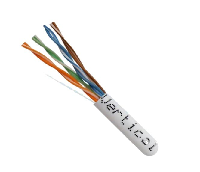 3-units min. Vertical Cable  Cat5e, Plenum, Made In Usa, 24awg, Utp, 4 Pair, Solid Bare Copper, 350mhz, 1000ft Pull Box, White - 156-208/P/WH