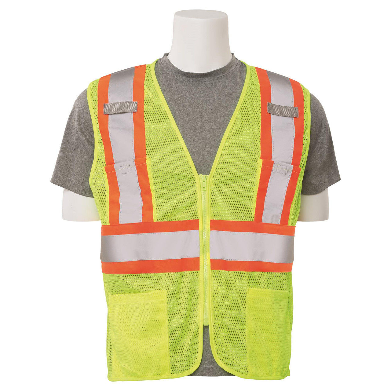 7-units min. Unknown  Aware Wear S383p Class 2 Mesh Zipper Ansi Rated Custom Safety Vest With Contrasting Tape (used) - S383P