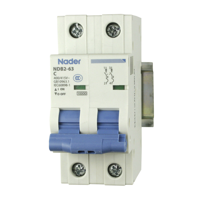 3-units min. Narada  10 Amp Miniature Circuit Breaker, Din Rail Mount, 2 Pole - NDB2-63C10-2