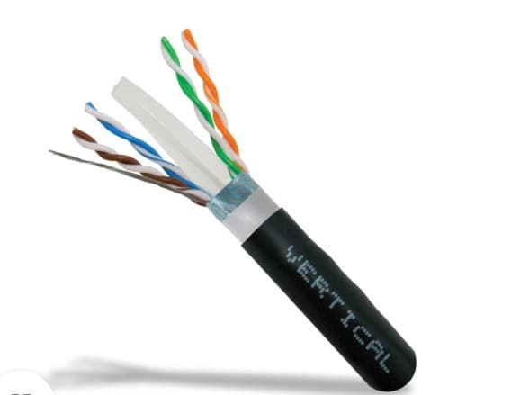 Vertical Cable 069-561/CMXT - Cat6 Cmxt, Direct Burial, Lldpe Jacket, Shielded, 23awg, Waterproof Tape, 1000ft, Wooden Spool, Bla