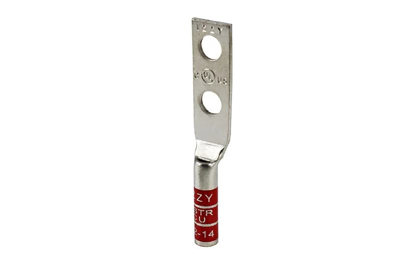 54-units min. Izzy Lugs  Burndy Yaz8c2tc14, # 8 Stranded  2 Hole, 1/4 Hole, 5/8 Spacing, Long Barrel Copper Compression Lug With Inspection Window, 402099-01458, 402099-01413 - I82-14