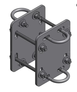 Newave Tower Components CXB-B35 - Crossover Back-to-back Kit, Clamps Vertical 1-1/2'' To 3-1/2'' O.d Pipe And Horizontal 5'' Square Tube, Hdg. Includes Mounting Hardware.
