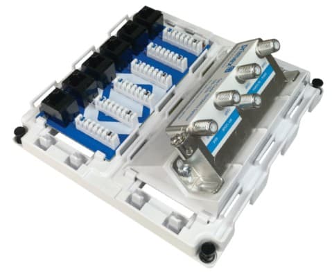7-units min. Oldcastle BuildingEnvelope  6-port Cat6a / 1x4 Coax Splitter 1675mhz Combo Module - 125-1666