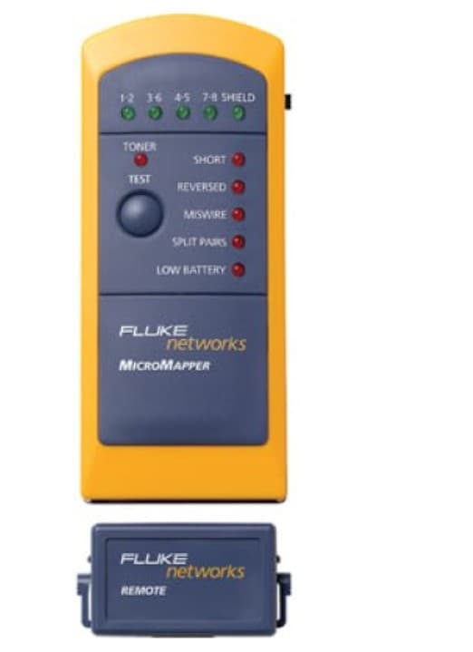 Fluke 2103088 - Test Set Cable Micromapper Handheld Enables Network Professionals To Quickly Verify The Integrity Of Ethernet Twisted Pair Cabling Includes Micromapper And Micromapper Remote Patch Cable Carrying Case 6-volt Battery And User Guide