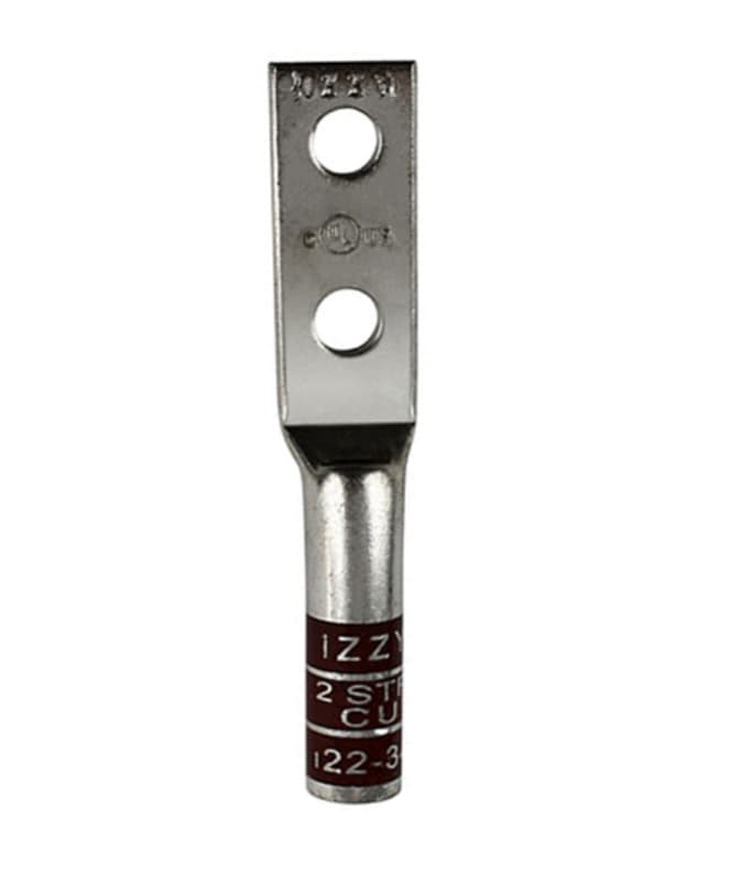 23-units min. Izzy Lugs #2 Stranded Lug, No Window, 2 Hole, 1/4", 3/4" Spacing - 22-34