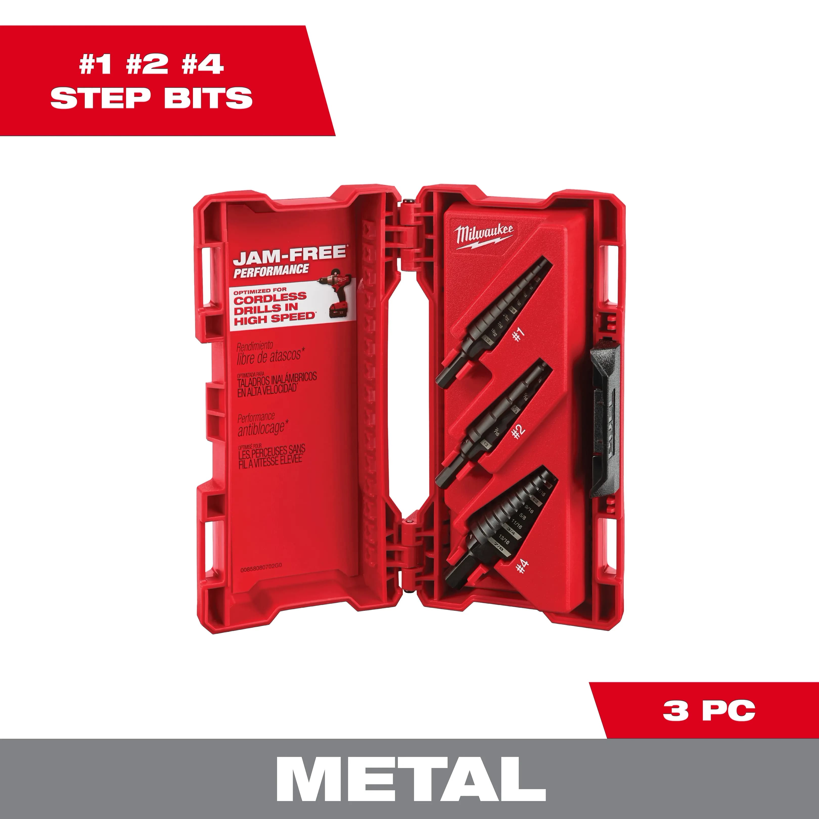 Milwaukee Tool 48-89-9221 - Step Bit 3pc Set (1, 2, 4)