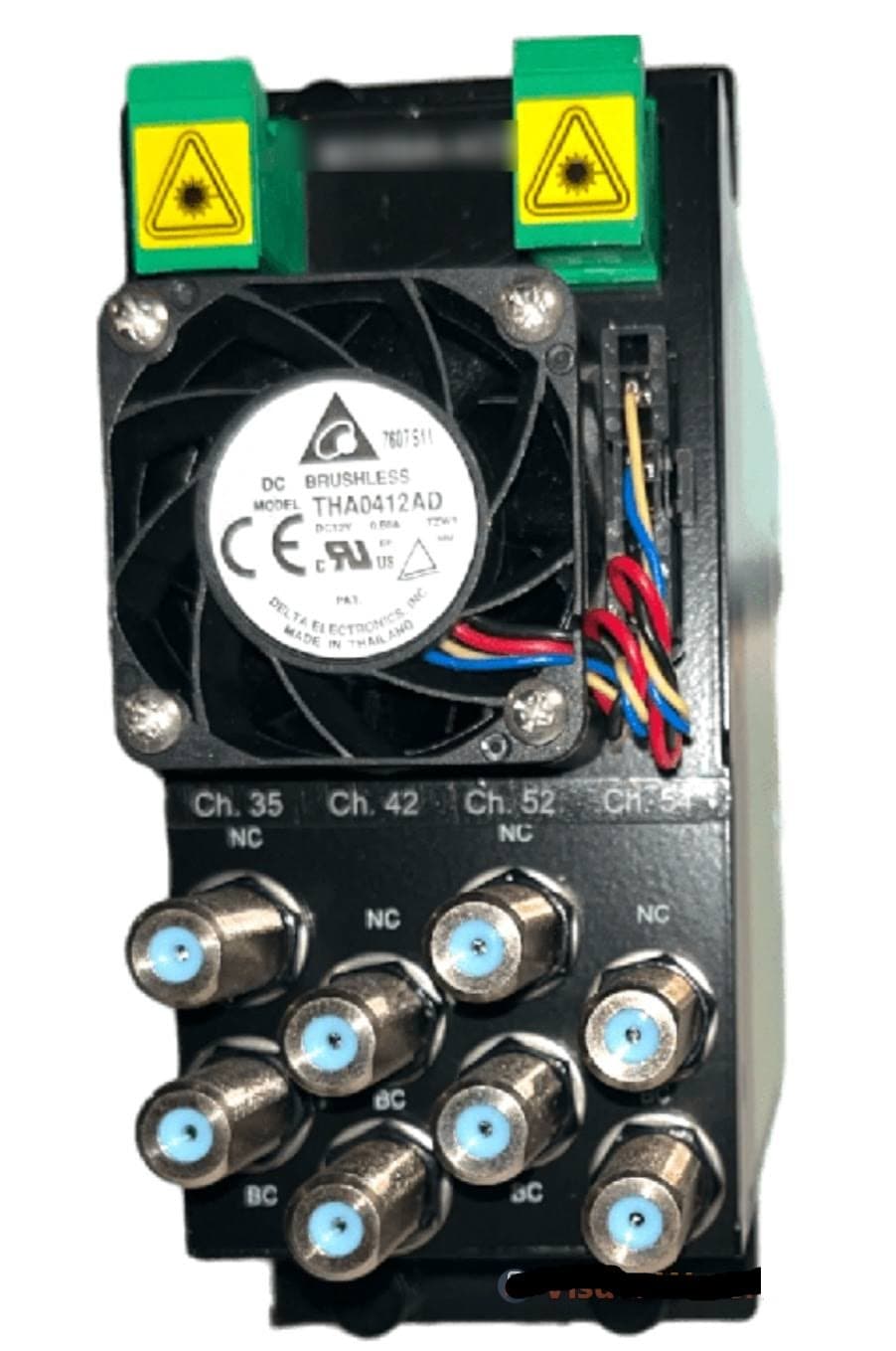CommScope BD35M4EK3H02FSAS  Ch3 Double Density Mux Backplate; Multiplexes The Output Of A Set Of Four (4) Extmod Transmitters, Model Ht3562h, Of Itu Channels 22, 24, 26 & 36, Into A Single Output (includes Cascade Port); Two (2) Slots Wide, Sc/apc Connectors.