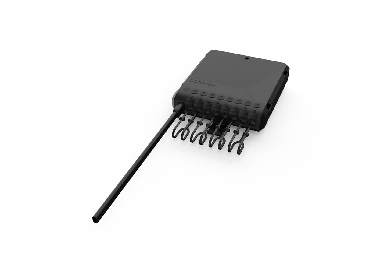 Corning DMA8F1FDD1NCF00F0P - 8 Port Evolv Pushlok Terminal W/non-connectorized 8ct Sst Flat Dielectric Drop Cable 100ft Individual Packaging