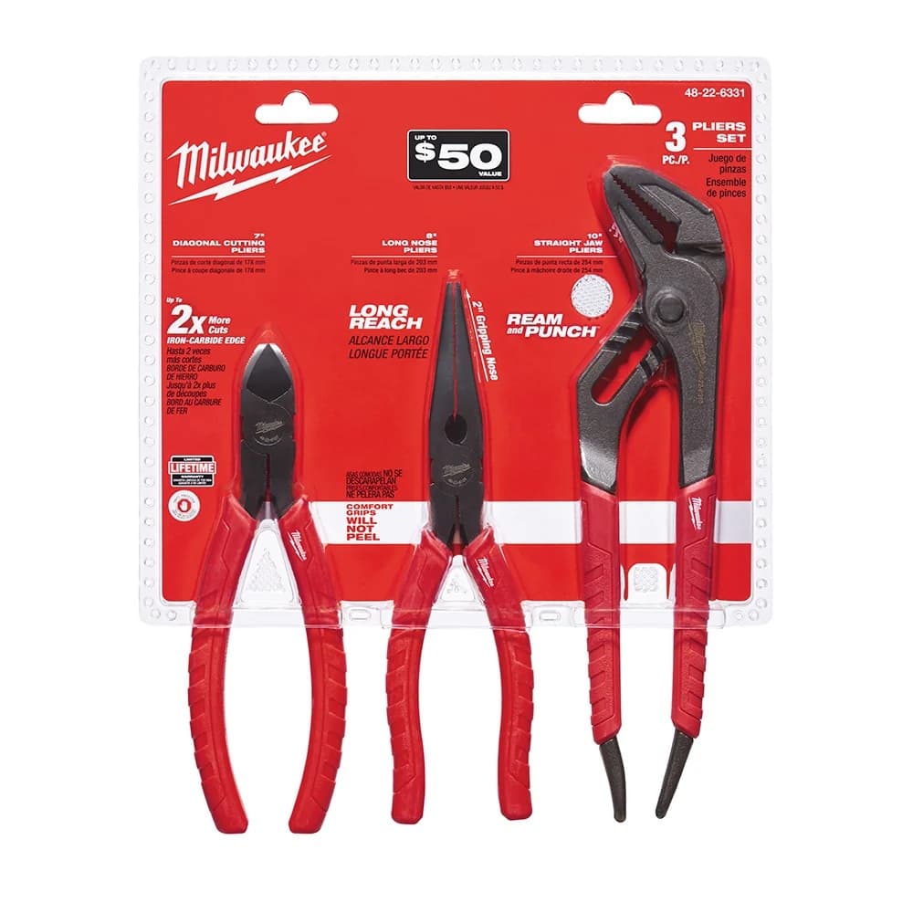 Milwaukee Tool 48-22-6331 - Comfort Grip Pliers Kit - 3 Pc