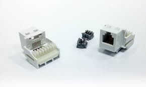 53-units min. Premier  Jack Module Usoc Rj11insert 6 Position 6 Conductor In Light Almond.   The Jack Module Usoc Insert Will Snap Into Keystone Style Faceplates And Housings. - PT-KJKU-LA