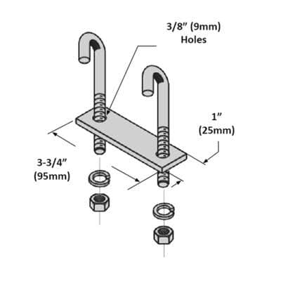 14-units min. Generic Brand  STEEL J BOLT KIT W/ (2) J-BOLTS, (1) PLATE & 5/16-18 THREADED HARDWARE (FOR 1-1/2 RUNWAY HEIGHT LADDER RACK) - SB2004A-YZ