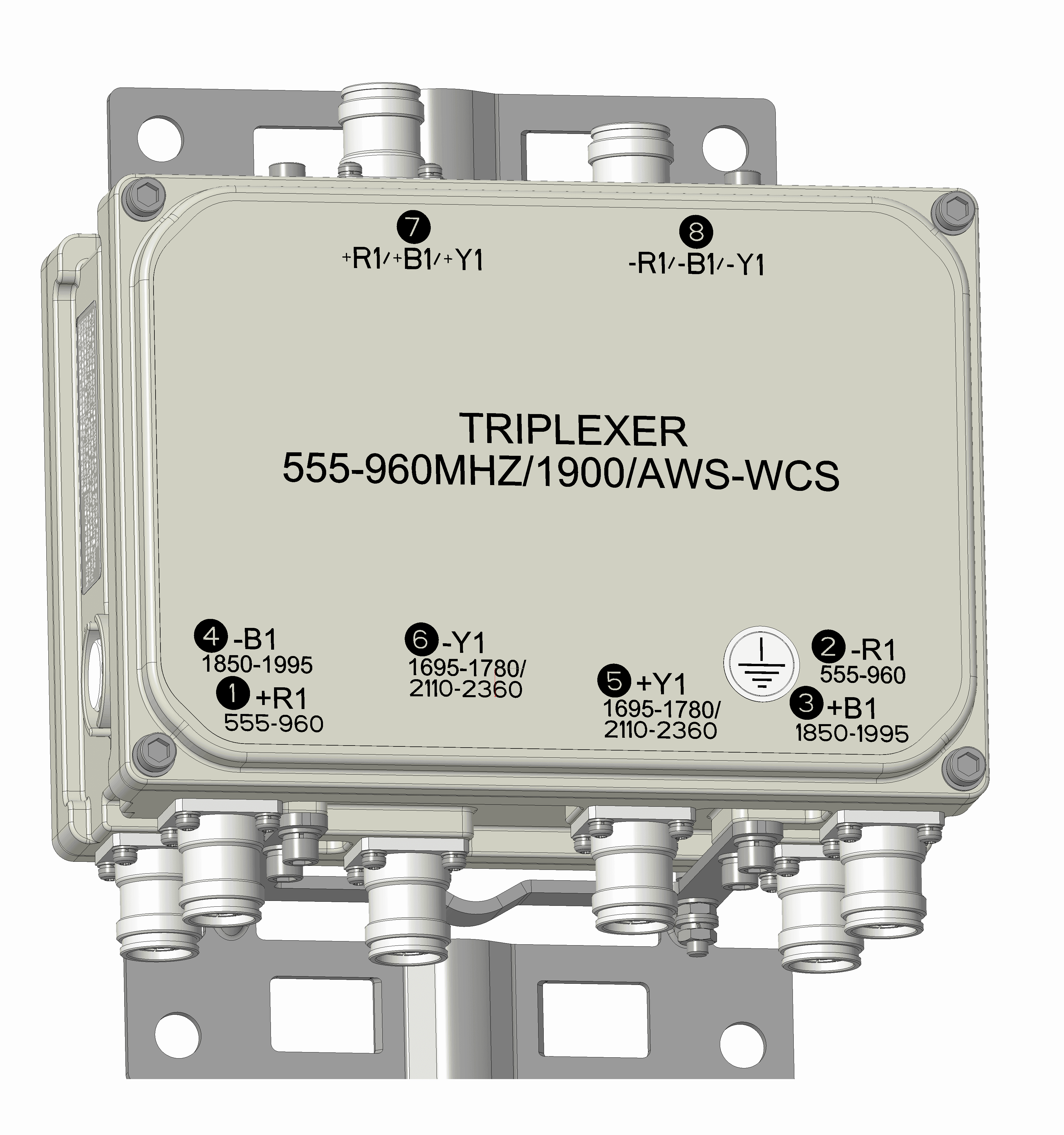 Kaelus TBC0082F1V10-1 - 555-960mhz/1900/aws-wcs 2 Twin Triplexer Bi-direct 2xin 6xout