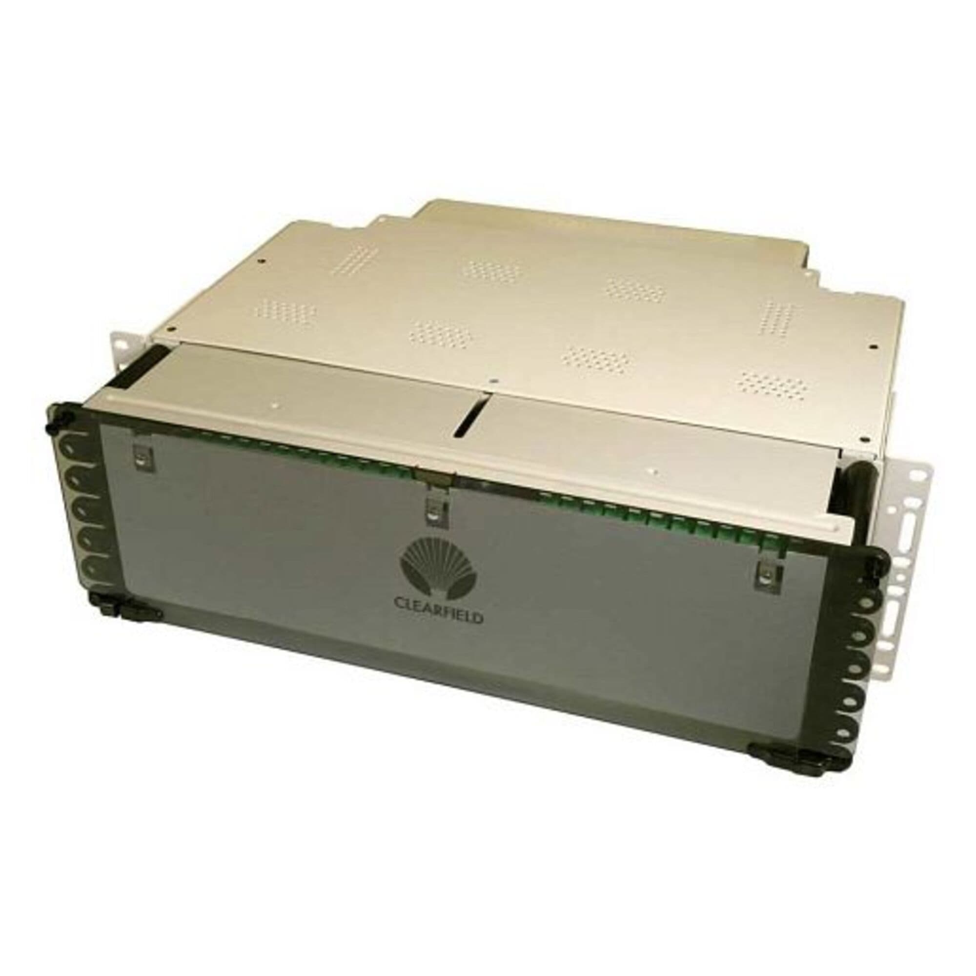 Clearfield, Inc. G-GBB-144-C1F-AZZ - Fxmp Panel, Loose Tube Patch And Splice, 6 Inch/12 Cass. Cap. Chassis , Almond, 4.77 Inch Rods, 144 Ports Loaded Into 12 Singlemode Sc/apc Clearview Blue Cassette(s). Front And Rear Protection. Slack Basket Included. 5