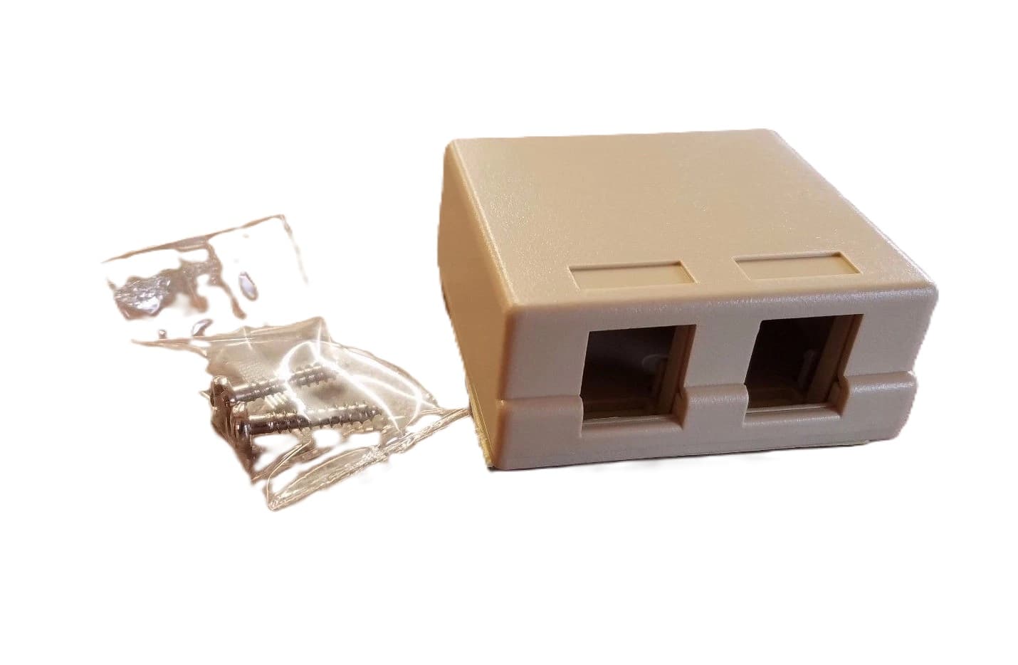 Premier PT-KSH2-52 - Surface Mount Housing Two Port In Electric Ivory.  Keystone Style With Snap On Cover And Double Sided Adhesive Mounting Strip.  Will Accept Modular Keystone Style Inserts.