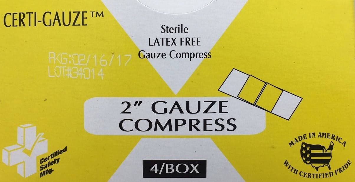 28-units min. Certified Safety Mfg. - Bandage compress 2 inch 4/pk - 211-002 - 211-002