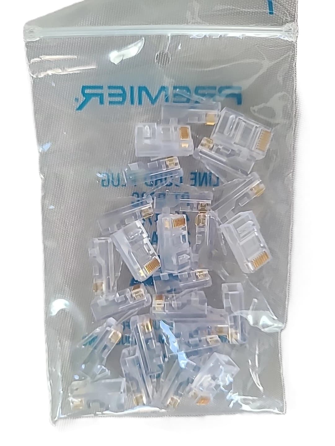 Premier PT-8P8C - Plug Crimp Style 8 Position 8 Conductor Rj45 Clear For Stranded Wire 25/pk