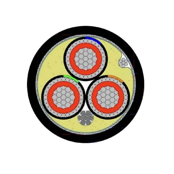 10-units min. Rosenberger  LOW INDUCTANCE 4 AWG 6CONDUCTOR 600V PWR CBL. 4 AWG 6 CONDUCTOR BARE COPPER WITH XLPE INSULATION, BC SPIRAL WRAP & A PVC BINDER; 8 AWG UNINSULATED BARE COPPER GROUND & 12 AWG 7 STRANDS TIN COPPER DRAIN WIRE - WR-VGCO43PR