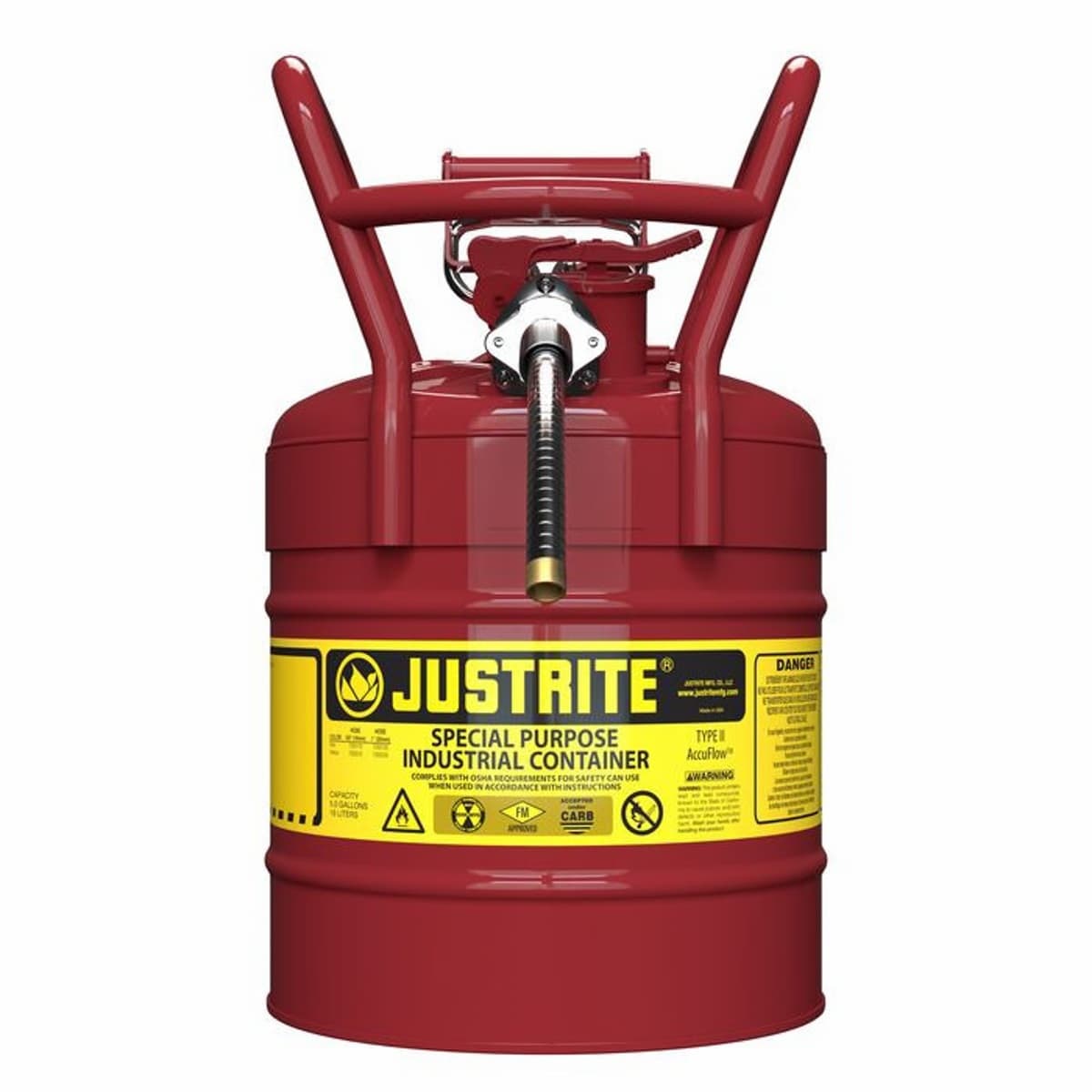 Justrite Manufacturing Company L.L.C. 7350110 - Can, Gas Type Ii Dot 5gl 5/8inx 9lnl Hose Accuflow