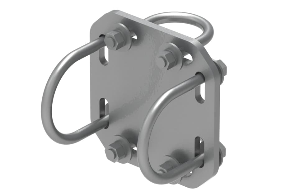 3-units min. CommScope  Crossover Plate. U-bolt Style. 2-3/8 To 3-1/2 Od Pipe. Hot Dipped Galvanized Steel. - XP-2030