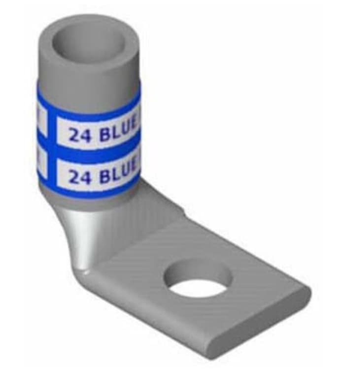 ABB Installation Products 54105UB - Lugs 1 Hole 90 Degrees Standard Barrel Color Code Blue Bolt Size G 1/4 Die Code No 24 Wire Flex Code No 6 Wire Flex Flex No 6 61/24