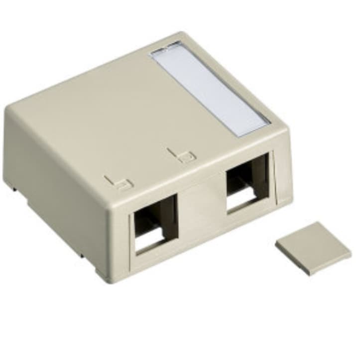 65-units min. Premier Surface Mount Housing Two Port In Light Almond. Keystone Style With Snap On Cover And Double Sided Adhesive Mounting Strip. Will Accept Modular Keystone Style Inserts - PT-KSH2-LA