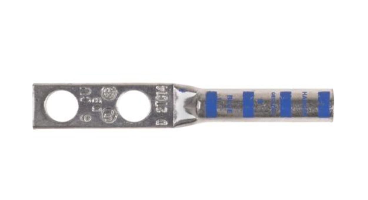 Various GECLB62A-10 - #6 Stranded Cable. Two Hole Lug, 5/8 Spacing Between Holes. 1/4 Holes.