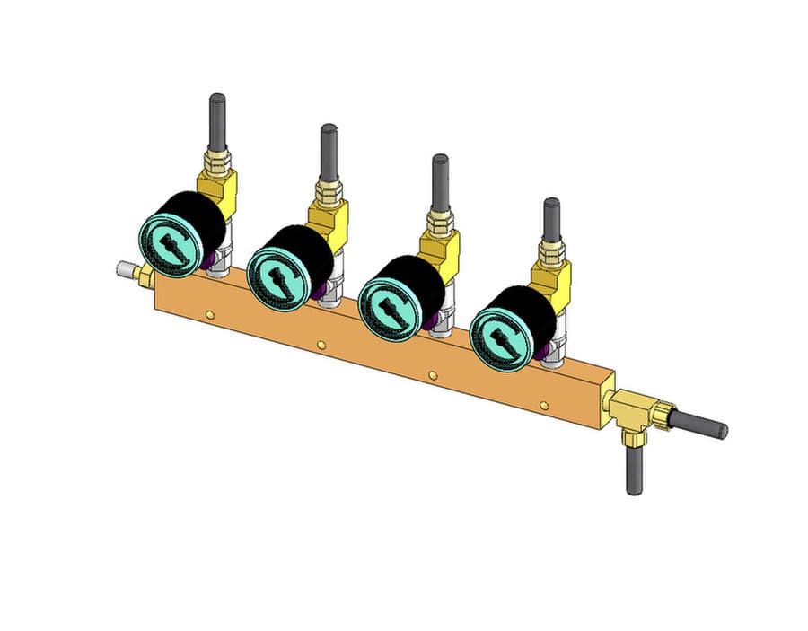 CommScope L6600D-4 - Commscope, L6600d-4, 4-port Press Manifold, 0-5 Psi Four Outlet Low Pressure Gas Manifold W/0-5 Psi Gauges And 1/4-turn Shut Off Valves,, 4-port Press Manifold, 0-5 Psi Four Outlet Low Pressure Gas Manifold W/0-5 Psi Gauges And 1/4-turn Shut Off Valves