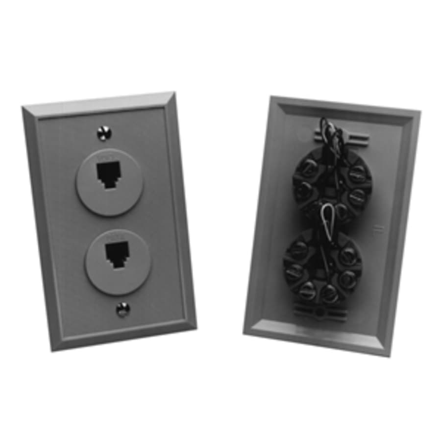 Premier PT-625B3DV-4-44 - Flush Mount Jack Plate With Duplex Four Conductor Jacks In Ash.  One Jack Is Labeled Data And The Other Jack Is Labeled Voice.  One-piece Unit With Two Independent Jacks And Mounting Screws.