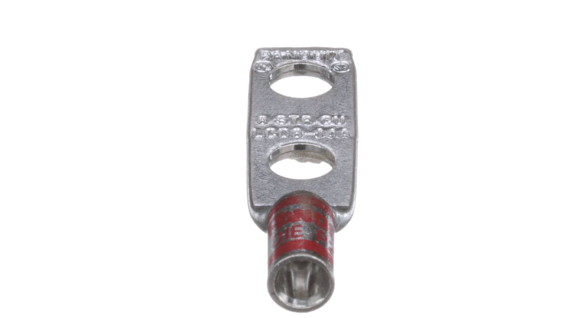 25-units min. Panduit Corporation #8 Awg Lug, W/insp Window, 2 Hole, 1/4" Stud, 5/8" Space, St - LCD814AL