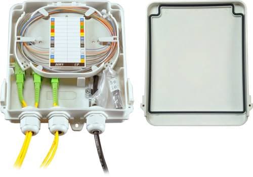 84-units min. Multilink 02011834 Enclosure, Fwp8sc12sp Plastic Fiber Distribution Enclosures. Holds (8) Sc Connectors And (12) Splices With (3) 06559710 Lc/apc Duplex Green Adapters (sc Splx Footprint) - 020-118-34