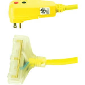 10-units min. US Wire & Cable "2 ft Yellow 12/3 AWG 15A 125V3 Outlet Right Angle - 50024-US