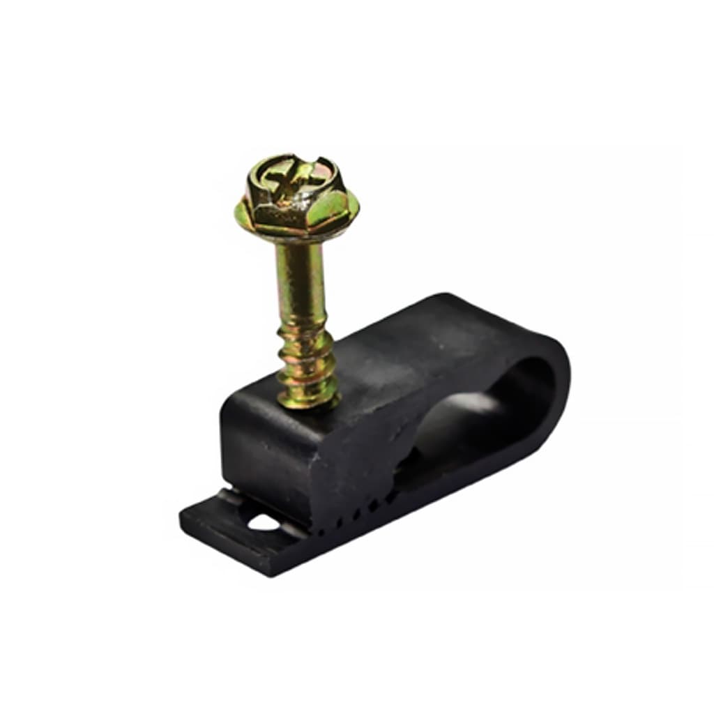 6-units min. Vericom Global Solutions Cable (screw) Clip Dual St Lgth-1" Depth-1/2" Black (100 Per Bag) - WCMSC-03657