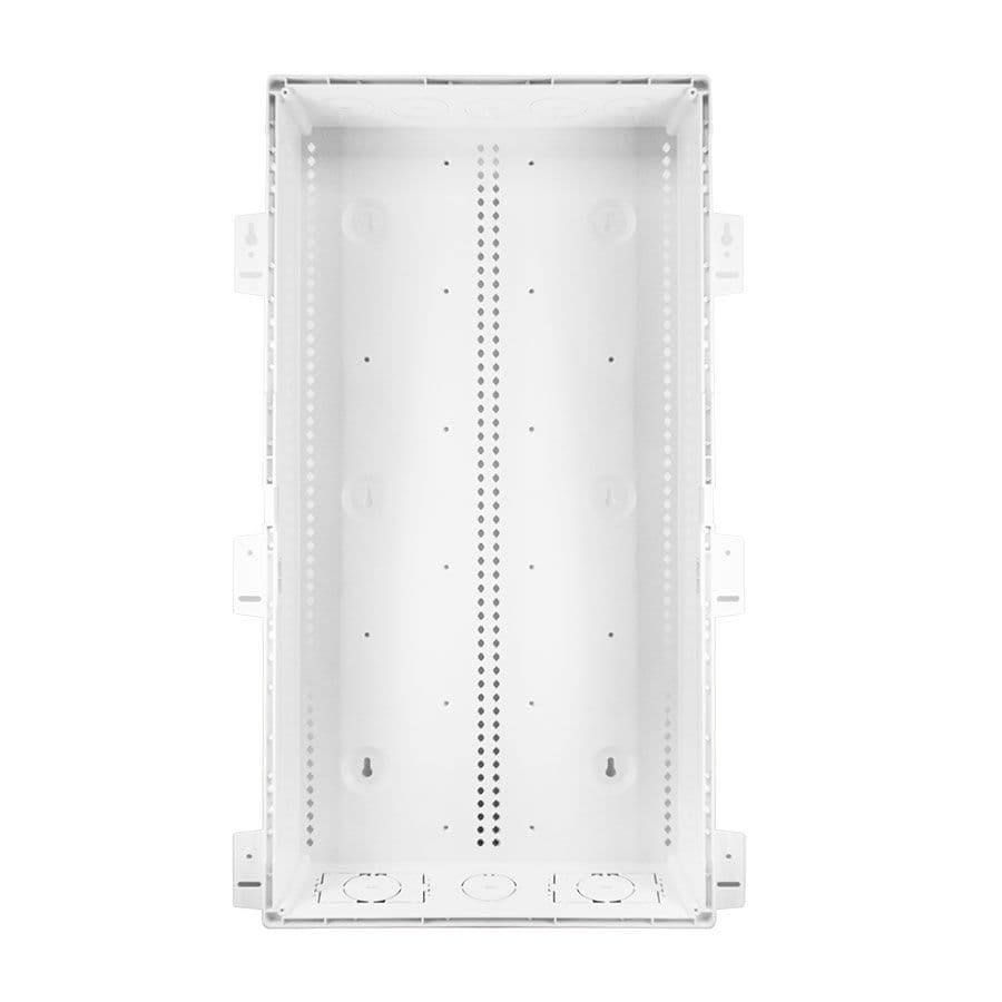 2-units min. Structured Cable Products, Inc. 28" Plastic Media Enclosure- 29”l X 14.25”w X 3.5”, Flush Or Surface Mount – 2x K/o For Elect Gang Box. Large 2.0” Wiring Ko Top/bottom, Ul- 1 Ea/box - HCC-P28-E