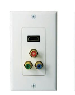 6-units min. Structured Cable Products, Inc. Hdmi Port Female + 3x Rca (rd,gn,bl) - Decorator Style Wall Plate & Insert, Ul - White - 1 Ea/per Pack - 126-WT