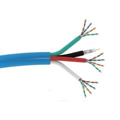 Structured Cable Products, Inc. HNC-16 - 3x Cat5e Enhanced 350 Mhz 24 Awg Solid Bc, Utp + 1x Rg6/u Quad Shield Coax 18 Awg, Bundled - Pvc Jkt - Blue - 500ft Spool