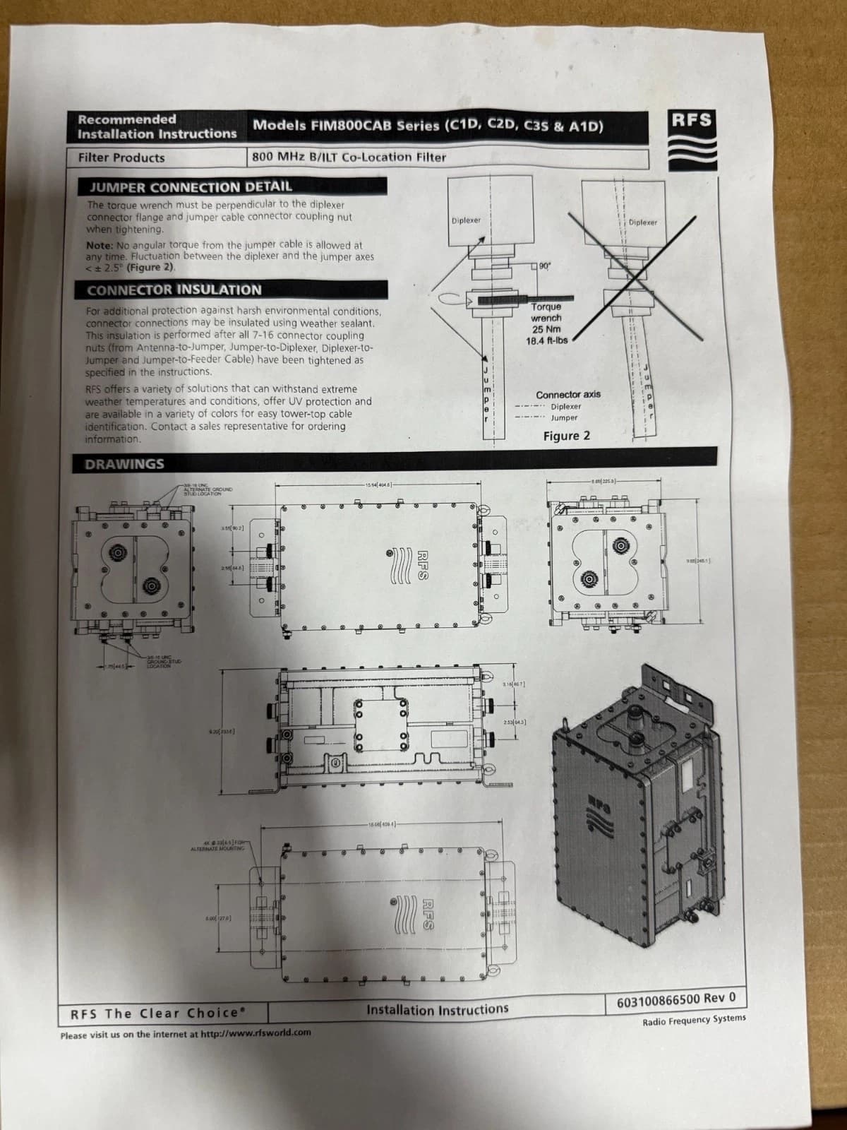 Radio Frequency Systems FIM800CAB-C3S - Rfds, Filter Ul817-824 Dl866-869