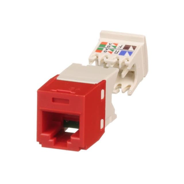 Panduit Corporation CJ688TGRD - Mini-com Module, Category 6, Utp, Rj45, 8-position, 8-wire, Universal, Red, Tg Style