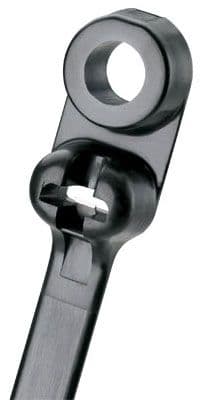 Panduit Corporation BC2S-S10-D0 - Clamp Tie One Piece Curved Tip Locking Heat Stabilized Weather Resistant Nylon 316 Stainless Steel Clip Material Black Mounting Hole Size 0.206 Inch Diameter No. 10 Screw 50 Lb Tensile Strength 2 Inch Bundle Diameter Length 8.5 Inch Width 0.185 Inch