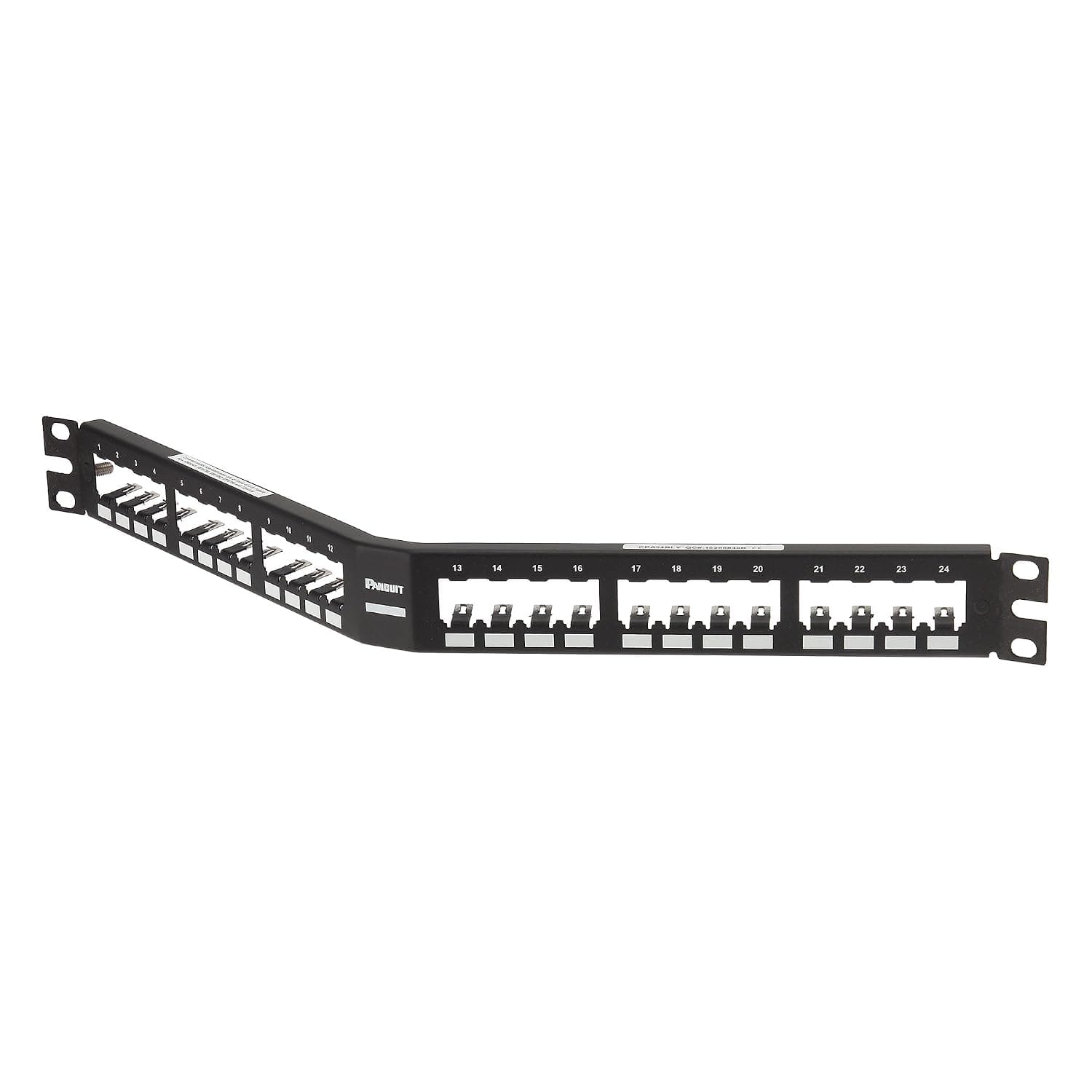 Panduit Corporation CPA24BLY - Mini-com Rj45 Jack Module Patch Panel, 24-port Rj45 Jack Module, Shielded, Angled Design, 19"w-1ru, Black