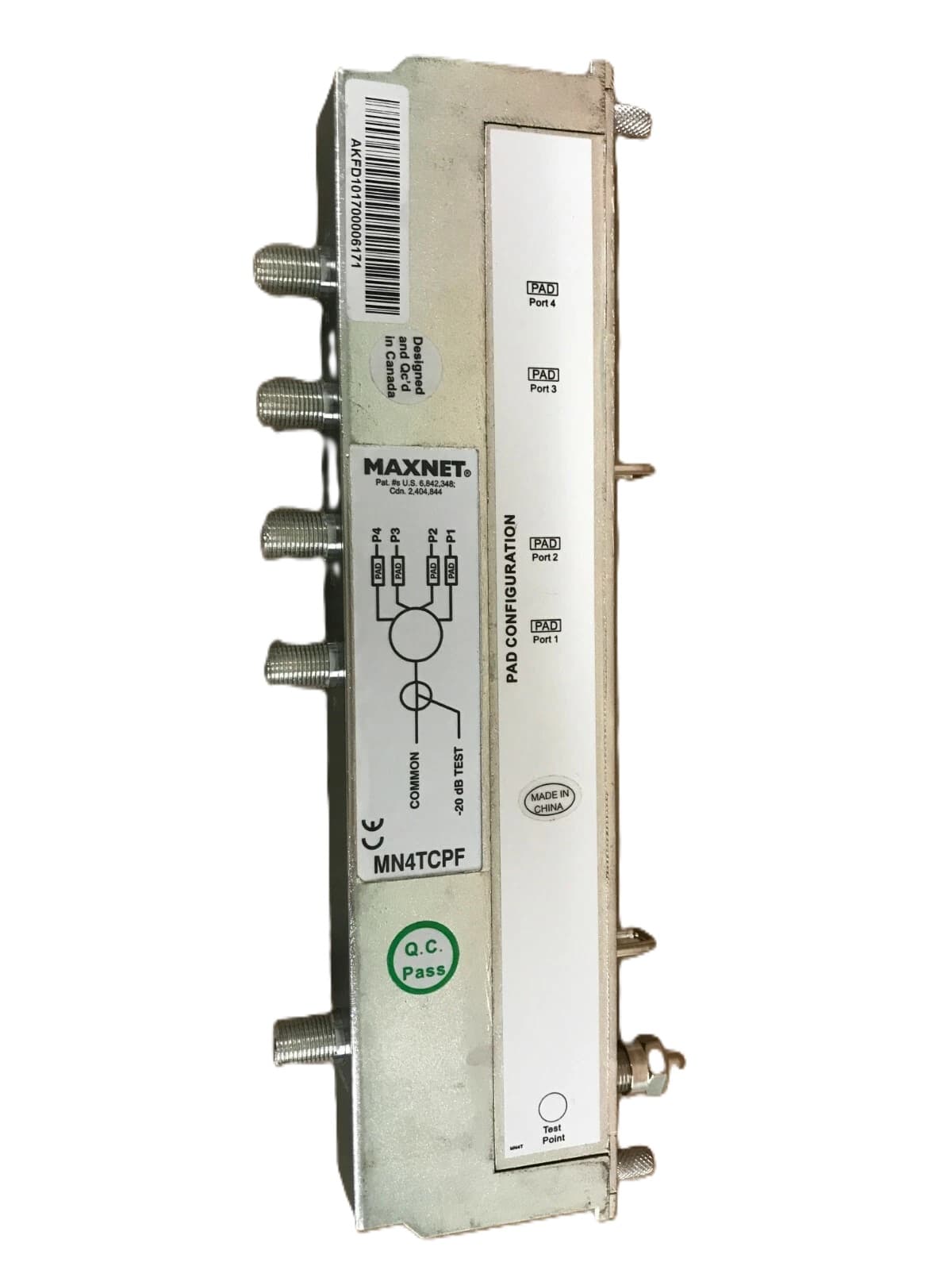 ATX Networks Corp. MN4TCPF - Combiner, 4-way, 20db Front Tp, Pads, F Connectors