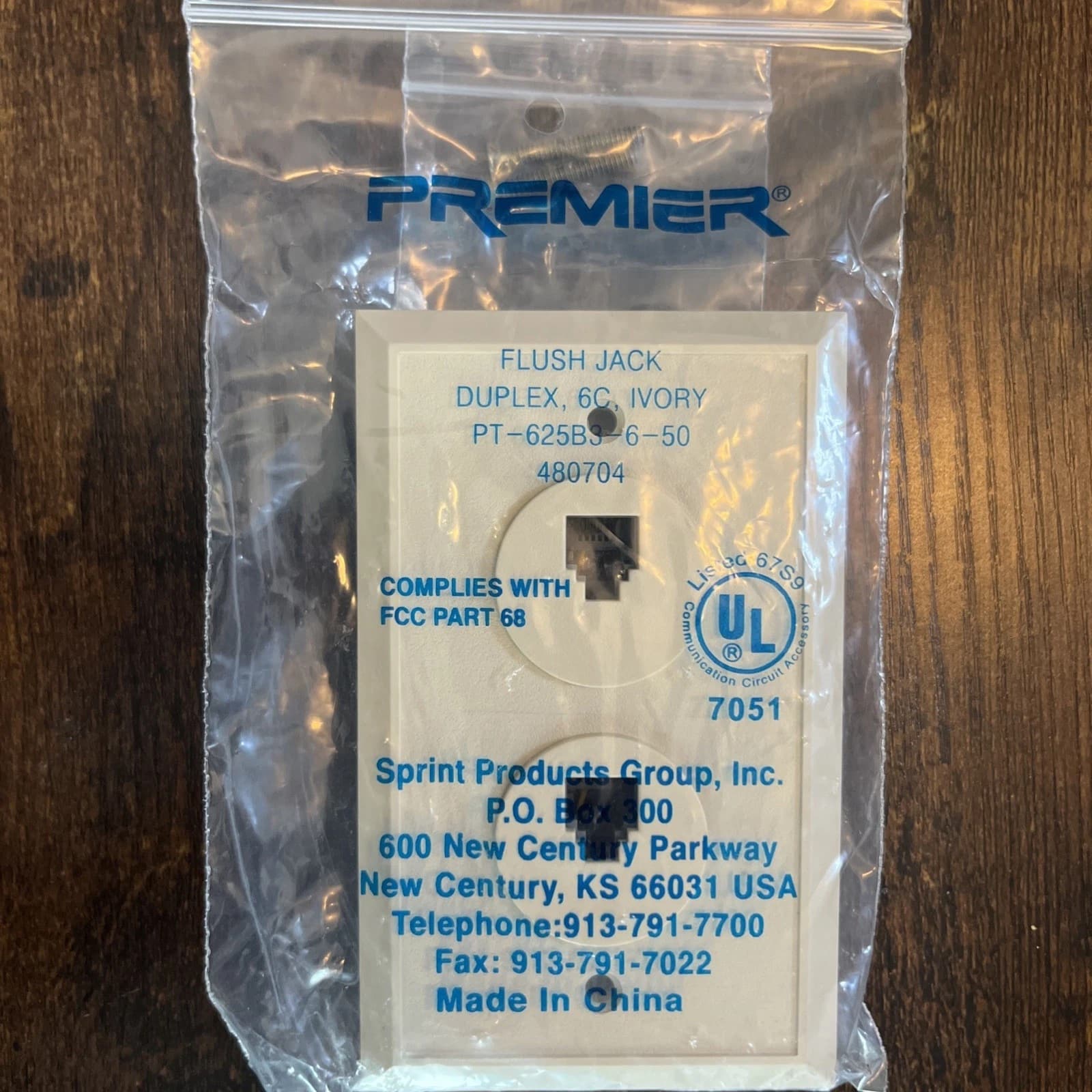 Premier PT-625B3-6-50 - Flush Mount Jack 6 Conductor Ivory Duplex Rj11c 1- Or 2-line. One-piece Unit With Two Independent Jacks And Mounting Screws