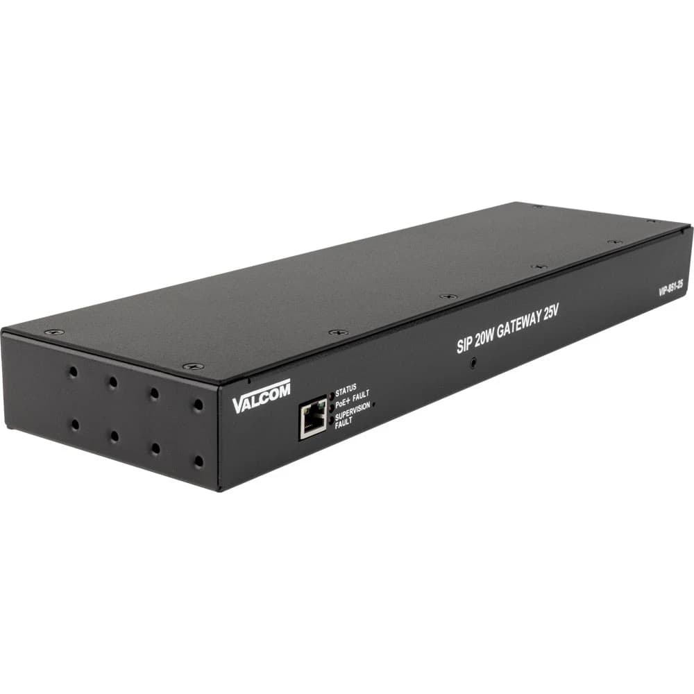 Valcom VIP-851-25 - SIP 20-Watt Paging Gateway, 25V Output, PoE, 1U Wall/Rack Mount