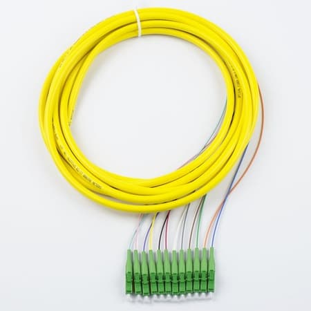 3-units min. NSI Industries LCAX12FSM-3M - 12-Fiber Singlemode LC/APC to Blunt Pigtail, 900um Loose Tube, 3 m