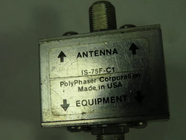 7-units min. PolyPhaser IS-75F-C1 - 75 Ohm CATV/MATV Coax Surge Protector, 4-900 MHz, F Female/Female, DC Block